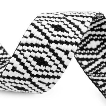 Gurtband Rhombus Weiss Schwarz - 50 mm